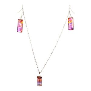 Unique Acrylic Paint Necklace and Earrings Set - Handmade
